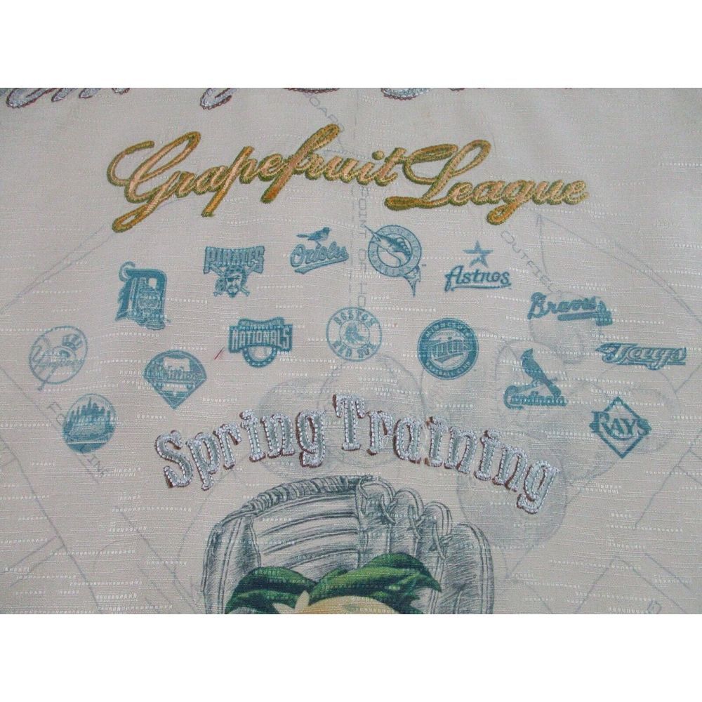 Tommy Bahama Shirt Mens Large Beige S/S Silk Embroidered Spring Training MLB L - Picture 3 of 10